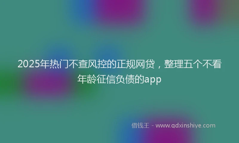 2025年热门不查风控的正规网贷，整理五个不看年龄征信负债的app