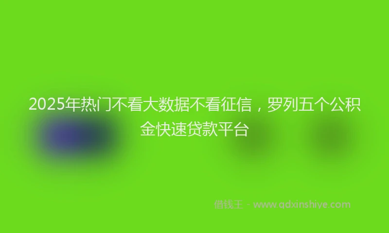 2025年热门不看大数据不看征信，罗列五个公积金快速贷款平台