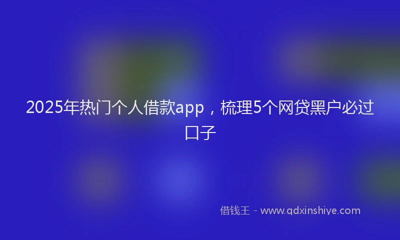2025年热门个人借款app，梳理5个网贷黑户必过口子