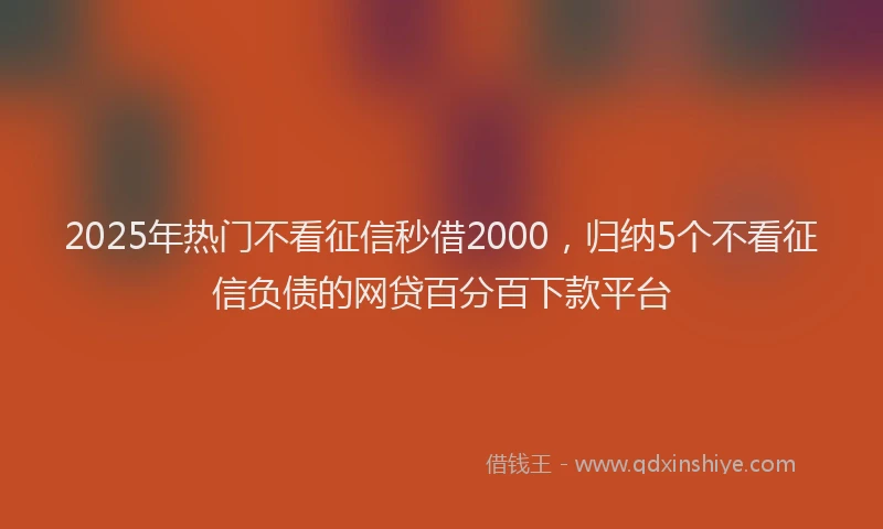 2025年热门不看征信秒借2000，归纳5个不看征信负债的网贷百分百下款平台