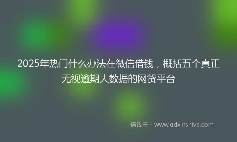 2025年热门什么办法在微信借钱，概括五个真正无视逾期大数据的网贷平台