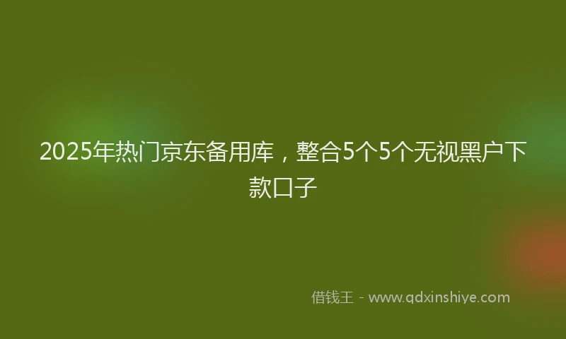 2025年热门京东备用库，整合5个5个无视黑户下款口子
