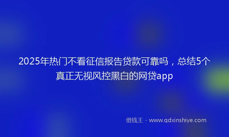 2025年热门不看征信报告贷款可靠吗，总结5个真正无视风控黑白的网贷app