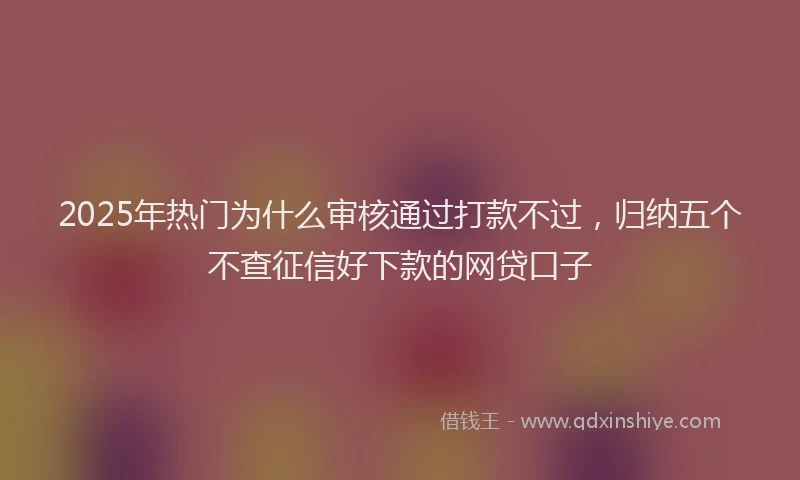 2025年热门为什么审核通过打款不过，归纳五个不查征信好下款的网贷口子