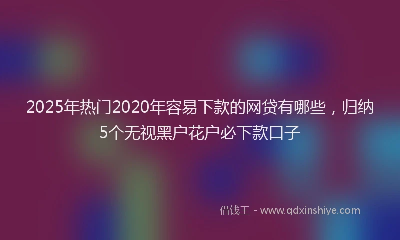 2025年热门2020年容易下款的网贷有哪些，归纳5个无视黑户花户必下款口子
