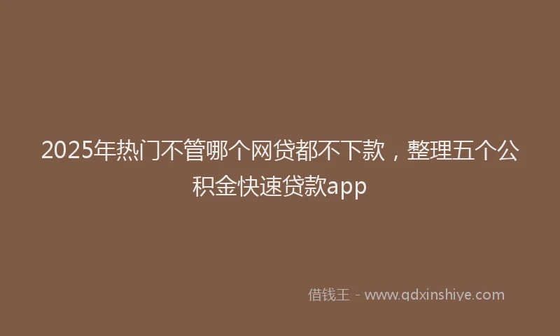 2025年热门不管哪个网贷都不下款，整理五个公积金快速贷款app