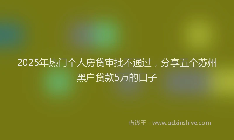 2025年热门个人房贷审批不通过，分享五个苏州黑户贷款5万的口子