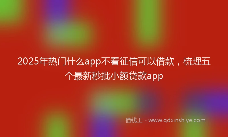 2025年热门什么app不看征信可以借款，梳理五个最新秒批小额贷款app