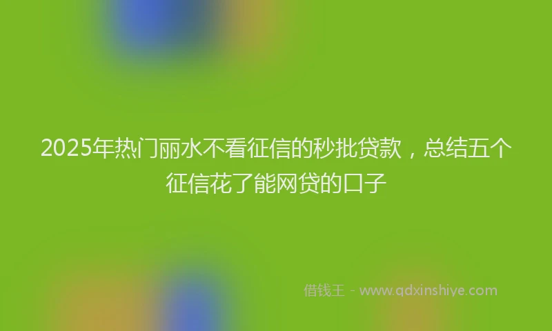 2025年热门丽水不看征信的秒批贷款，总结五个征信花了能网贷的口子