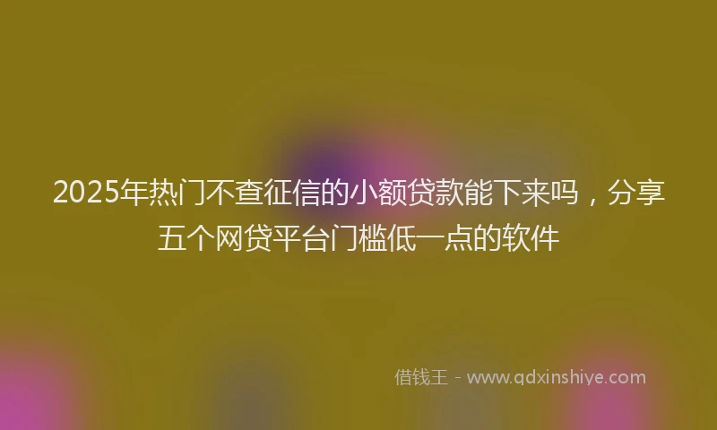 2025年热门不查征信的小额贷款能下来吗，分享五个网贷平台门槛低一点的软件
