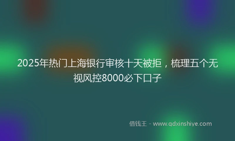 2025年热门上海银行审核十天被拒，梳理五个无视风控8000必下口子