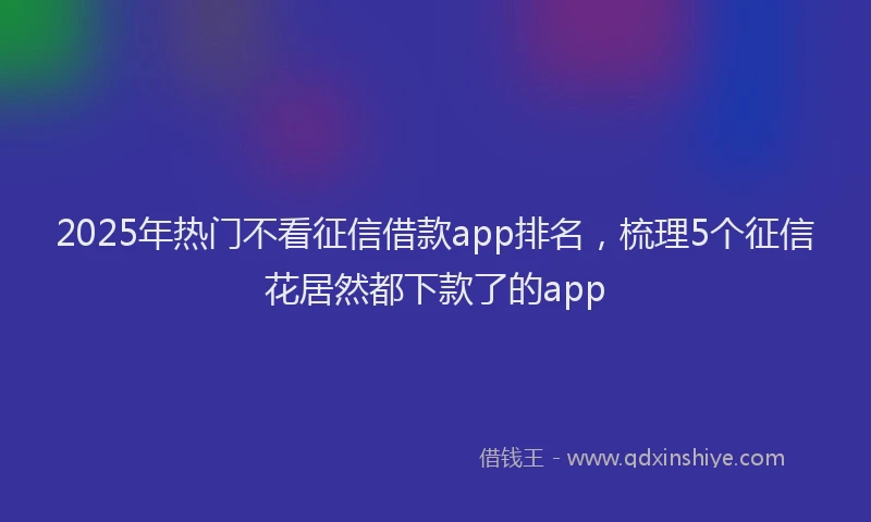 2025年热门不看征信借款app排名，梳理5个征信花居然都下款了的app
