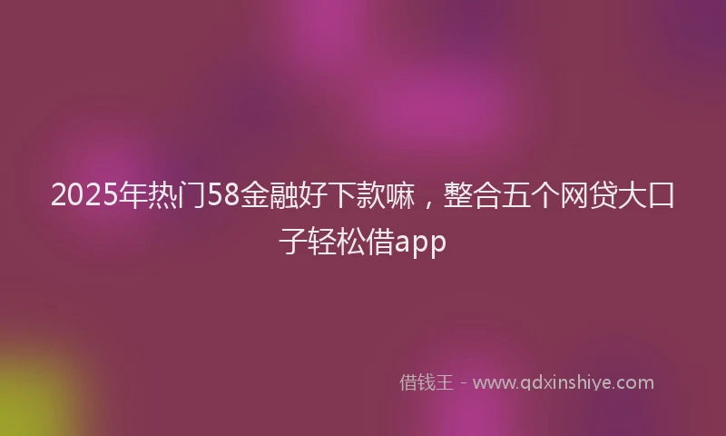 2025年热门58金融好下款嘛，整合五个网贷大口子轻松借app