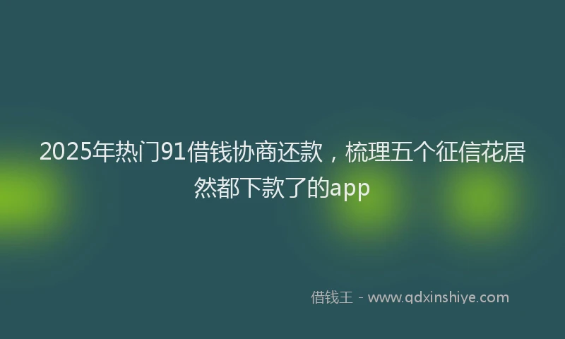 2025年热门91借钱协商还款，梳理五个征信花居然都下款了的app