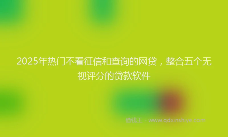2025年热门不看征信和查询的网贷，整合五个无视评分的贷款软件