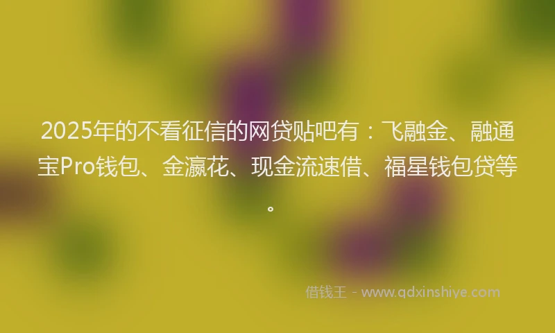 2025年的不看征信的网贷贴吧有：飞融金、融通宝Pro钱包、金瀛花、现金流速借、福星钱包贷等。