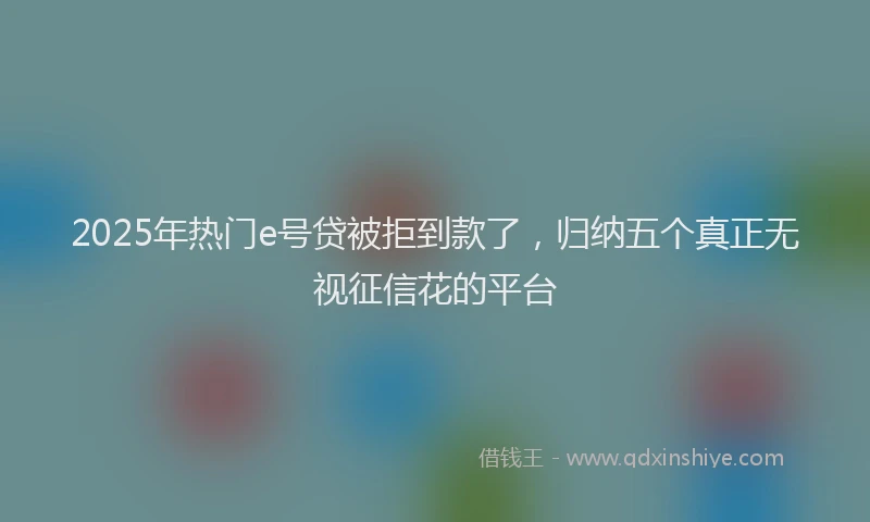 2025年热门e号贷被拒到款了，归纳五个真正无视征信花的平台