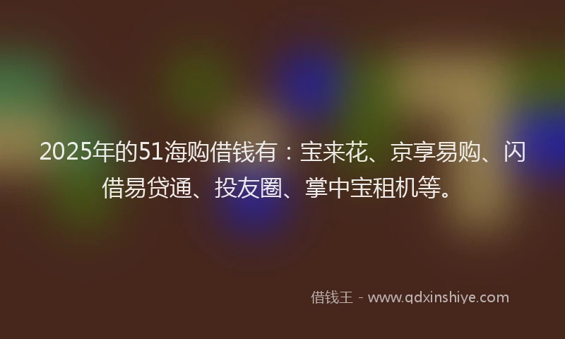 2025年的51海购借钱有：宝来花、京享易购、闪借易贷通、投友圈、掌中宝租机等。
