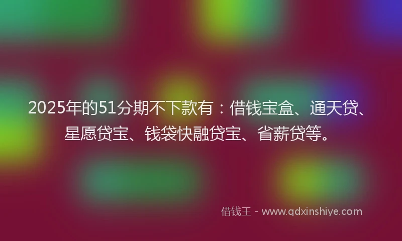 2025年的51分期不下款有：借钱宝盒、通天贷、星愿贷宝、钱袋快融贷宝、省薪贷等。