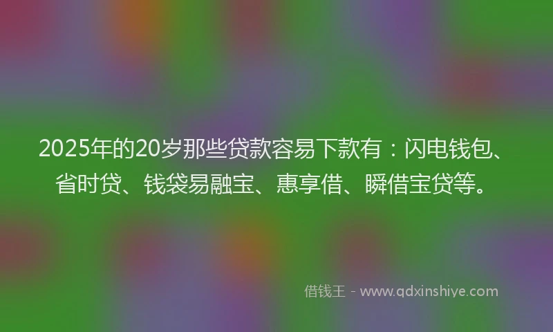 2025年的20岁那些贷款容易下款有：闪电钱包、省时贷、钱袋易融宝、惠享借、瞬借宝贷等。