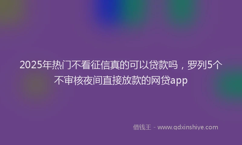 2025年热门不看征信真的可以贷款吗，罗列5个不审核夜间直接放款的网贷app
