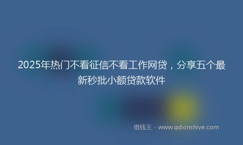 2025年热门不看征信不看工作网贷，分享五个最新秒批小额贷款软件