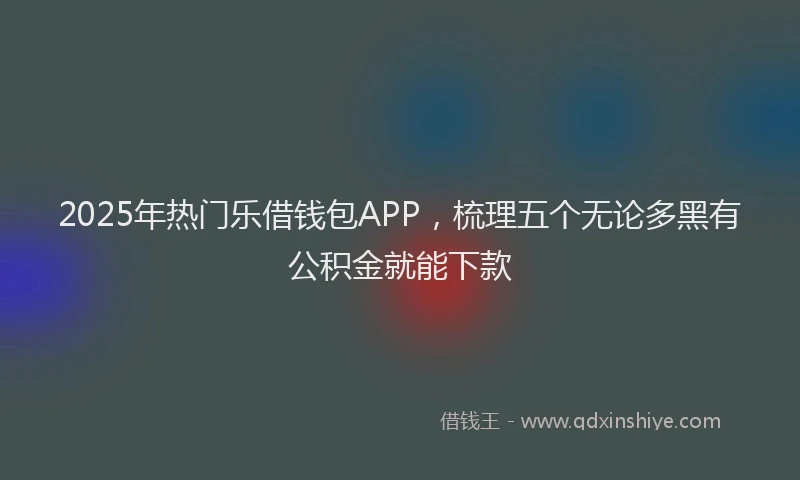 2025年热门乐借钱包APP，梳理五个无论多黑有公积金就能下款