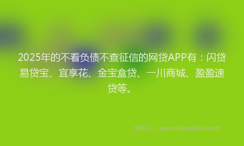 2025年的不看负债不查征信的网贷APP有：闪贷易贷宝、宜享花、金宝盒贷、一川商城、盈盈速贷等。
