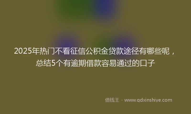 2025年热门不看征信公积金贷款途径有哪些呢，总结5个有逾期借款容易通过的口子