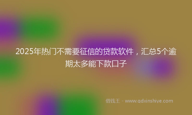 2025年热门不需要征信的贷款软件，汇总5个逾期太多能下款口子