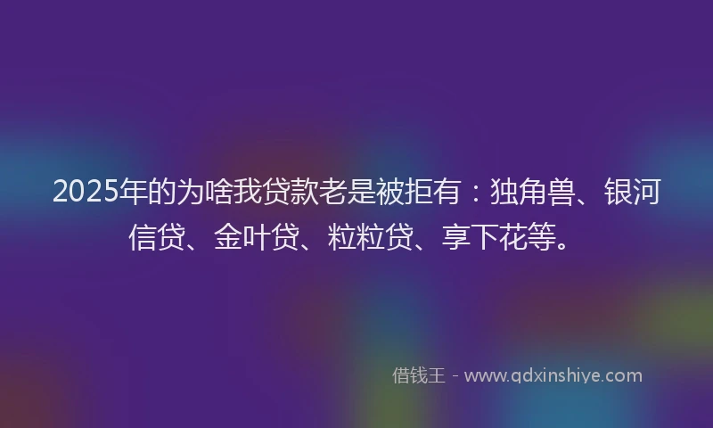 2025年的为啥我贷款老是被拒有：独角兽、银河信贷、金叶贷、粒粒贷、享下花等。