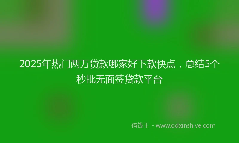 2025年热门两万贷款哪家好下款快点，总结5个秒批无面签贷款平台