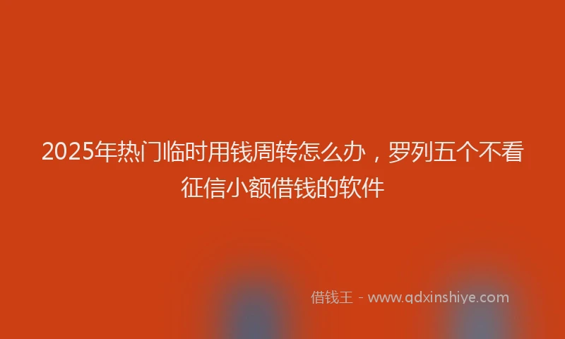 2025年热门临时用钱周转怎么办，罗列五个不看征信小额借钱的软件