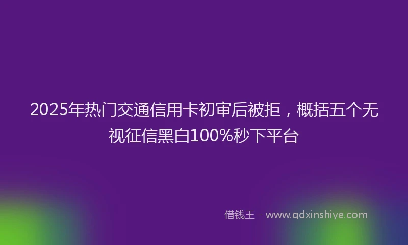 2025年热门交通信用卡初审后被拒，概括五个无视征信黑白100%秒下平台