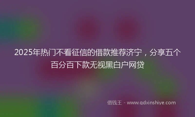 2025年热门不看征信的借款推荐济宁，分享五个百分百下款无视黑白户网贷