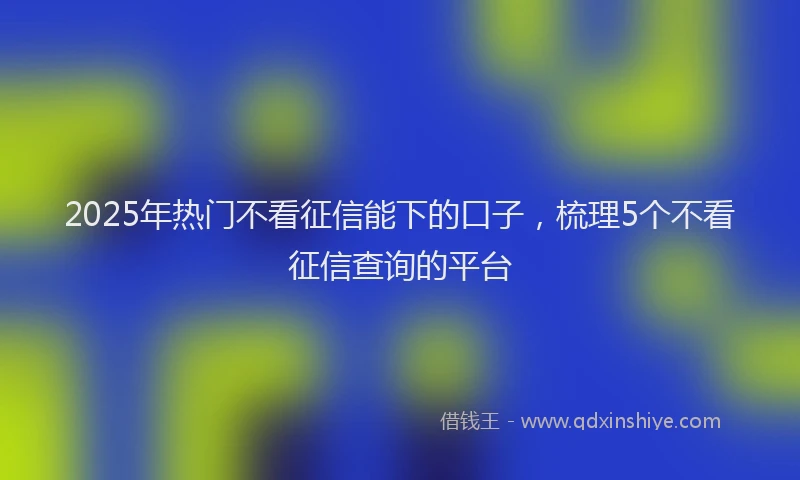 2025年热门不看征信能下的口子，梳理5个不看征信查询的平台