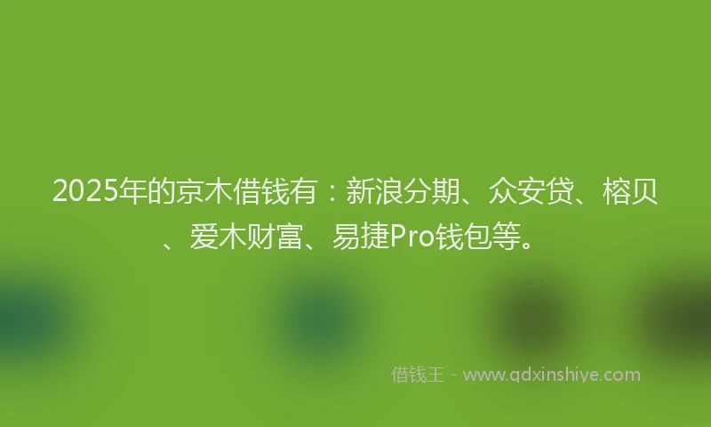 2025年的京木借钱有：新浪分期、众安贷、榕贝、爱木财富、易捷Pro钱包等。