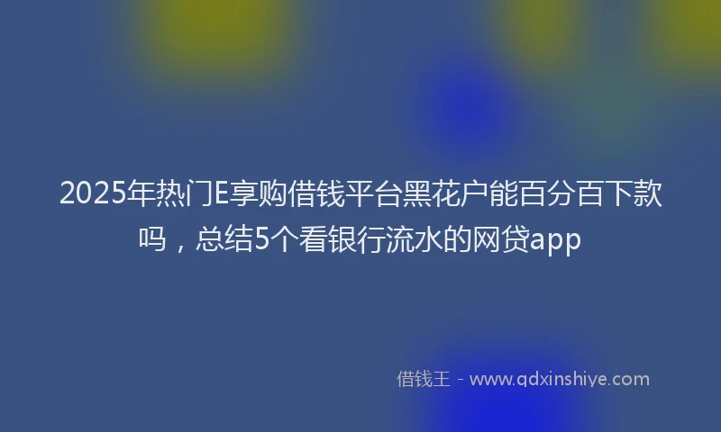 2025年热门E享购借钱平台黑花户能百分百下款吗，总结5个看银行流水的网贷app