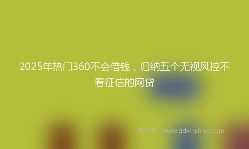 2025年热门360不会借钱，归纳五个无视风控不看征信的网贷