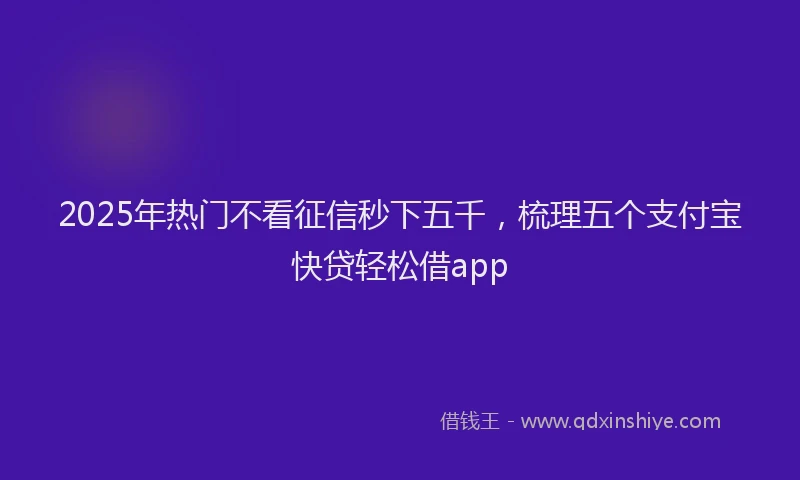 2025年热门不看征信秒下五千，梳理五个支付宝快贷轻松借app