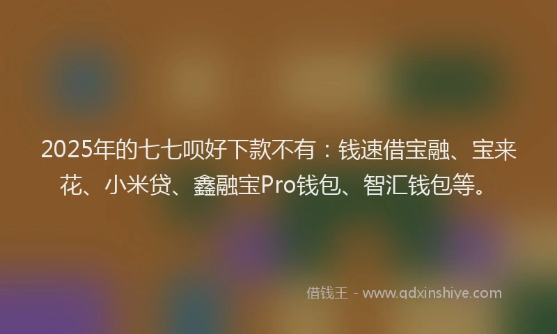 2025年的七七呗好下款不有：钱速借宝融、宝来花、小米贷、鑫融宝Pro钱包、智汇钱包等。