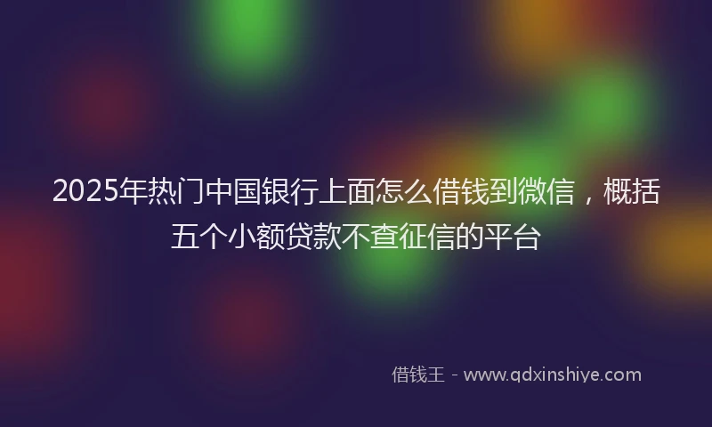 2025年热门中国银行上面怎么借钱到微信，概括五个小额贷款不查征信的平台