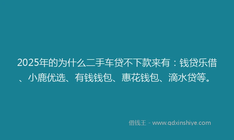 2025年的为什么二手车贷不下款来有：钱贷乐借、小鹿优选、有钱钱包、惠花钱包、滴水贷等。
