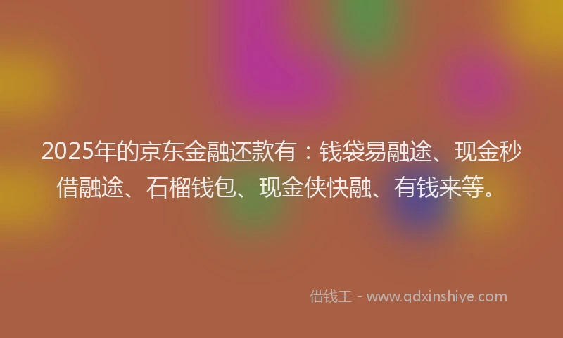 2025年的京东金融还款有：钱袋易融途、现金秒借融途、石榴钱包、现金侠快融、有钱来等。