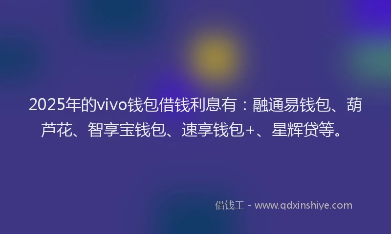 2025年的vivo钱包借钱利息有：融通易钱包、葫芦花、智享宝钱包、速享钱包+、星辉贷等。