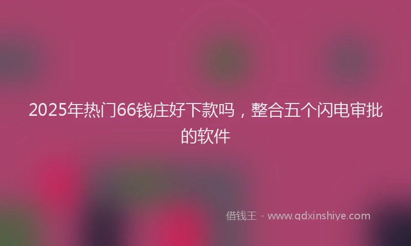2025年热门66钱庄好下款吗，整合五个闪电审批的软件