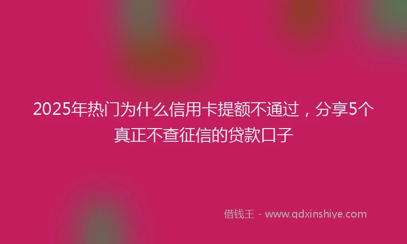 2025年热门为什么信用卡提额不通过，分享5个真正不查征信的贷款口子
