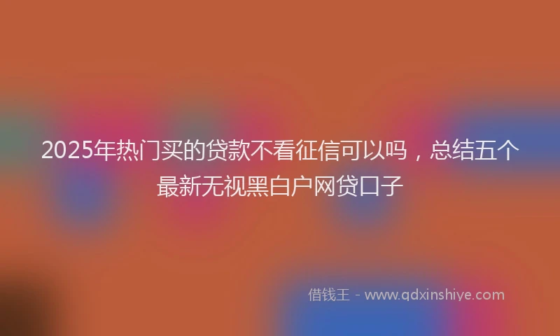 2025年热门买的贷款不看征信可以吗，总结五个最新无视黑白户网贷口子