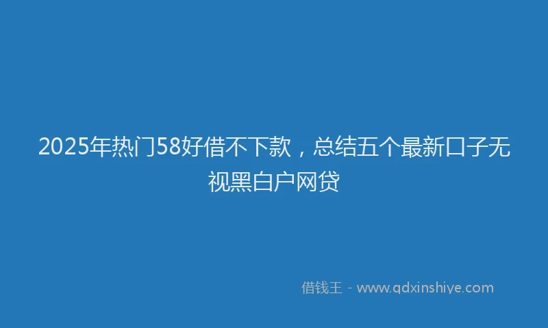 2025年热门58好借不下款，总结五个最新口子无视黑白户网贷