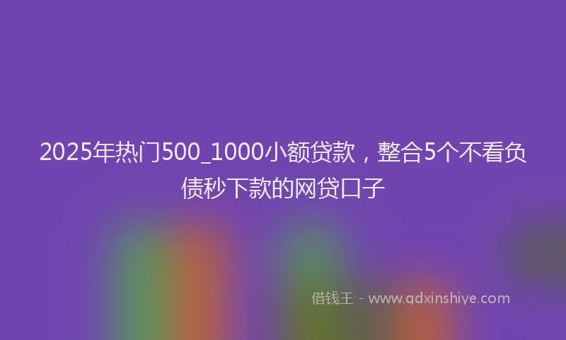 2025年热门500_1000小额贷款，整合5个不看负债秒下款的网贷口子
